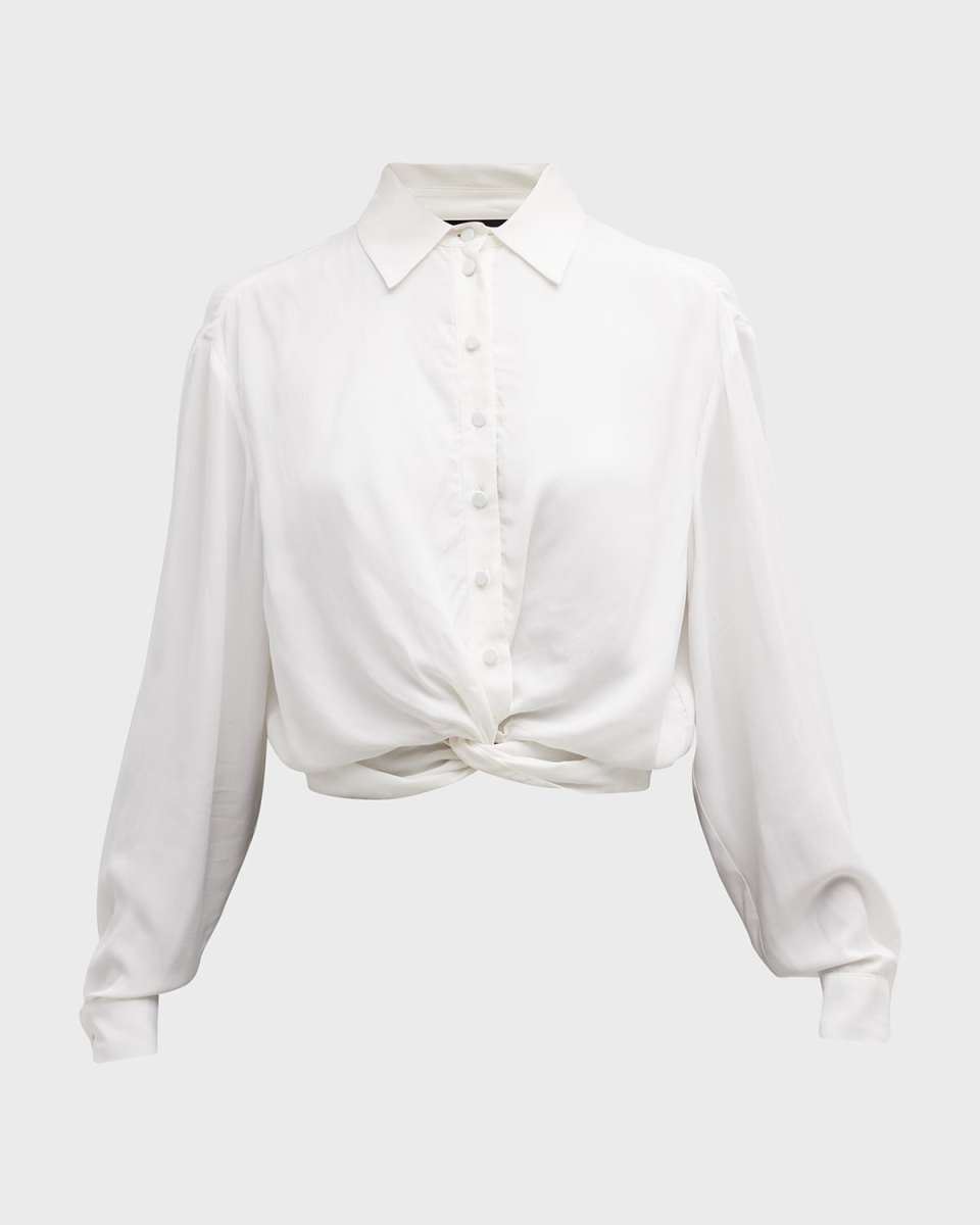 Button-Down Twist-Front Blouse